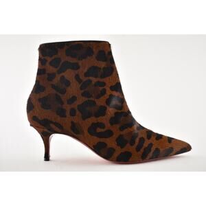 Christian Louboutin So Kate Booty 55 Black Leopard Pony Short Ankle Bootie 40.5